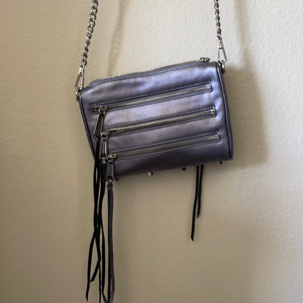 Rebecca Minkoff crossbody purse.  Silver and Grey
